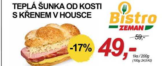 TEPLÁ ŠUNKA OD KOSTI S KŘENEM V HOUSCE, 1 ks, 200 g