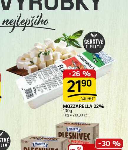 MOZZARELLA 22% 100g