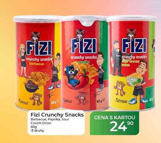 Fizi Crunchy Snacks Barbecue, Paprika, Sour Cream Orion 60 g