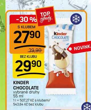 KINDER CHOCOLATE vybrané druhy 55 ml