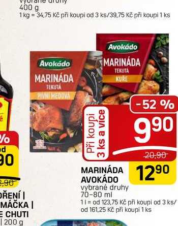 MARINÁDA AVOKÁDO vybrané druhy 70-80 ml
