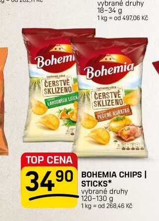 BOHEMIA CHIPS | STICKS* vybrané druhy 120-130 g
