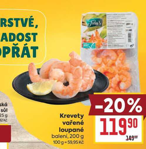 Krevety vařené loupané balení, 200 g