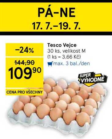 Tesco Vejce, 30 ks, velikost M  