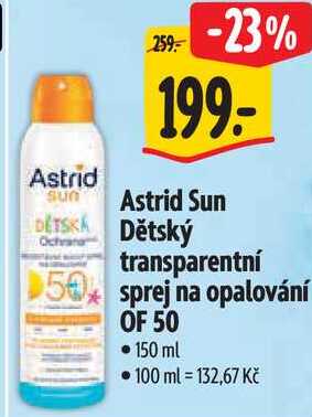 Astrid Sun Dětský transparentní sprej na opalování OF 50, 150 ml