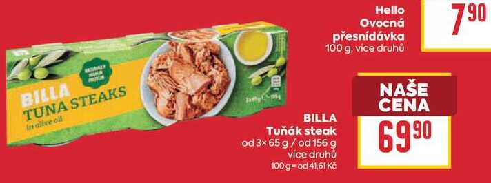 BILLA Tuňák steak od 3× 65 g