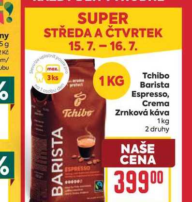 Tchibo Barista Espresso, Crema Tchibe Zrnková káva 1kg