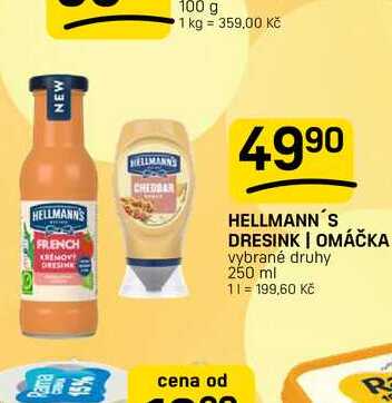 HELLMANN'S DRESINK | OMÁČKA vybrané druhy 250 ml