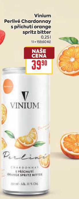 Vinium Perlivé Chardonnay s příchutí orange spritz bitter 0,25l