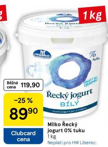 Milko Řecký jogurt 0% tuku, 1 kg