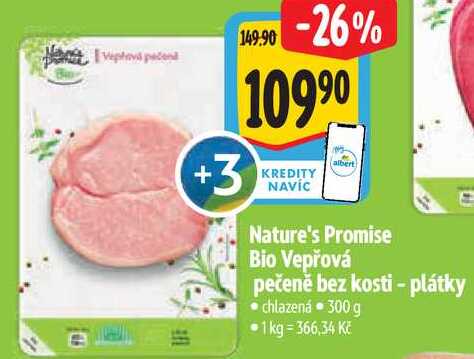 Nature's Promise Bio Vepřová pečeně bez kosti - plátky, 300 g