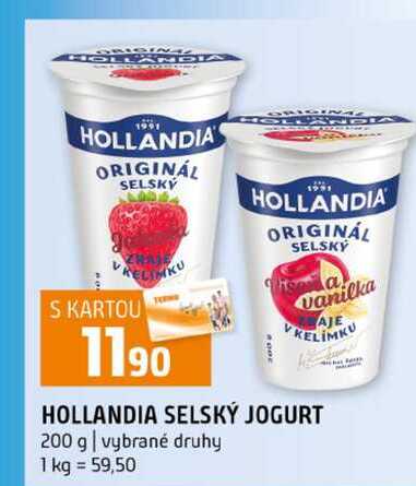 HOLLANDIA SELSKÝ JOGURT 200 g vybrané druhy 
