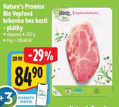 Nature's Promise Bio Vepřová krkovice bez kosti - plátky, 250 g