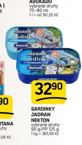 SARDINKY JADRAN NEKTON vybrané druhy 90 g/PP 125 g