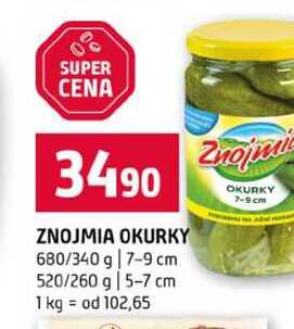 ZNOJMIA OKURKY 680/340 g 7-9 cm 520/260 g 5-7 cm