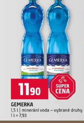 GEMERKA 1,5l minerání voda vybrané druhy 