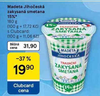 Madeta Jihočeská zakysaná smetana 15%, 180 g  
