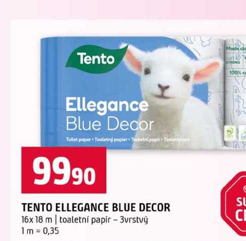 TENTO ELLEGANCE BLUE DECOR 16x 18 m toaletní papír 3vrstvý