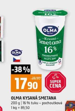 OLMA KYSANÁ SMETANA 200 g 16% tuku pochoutková