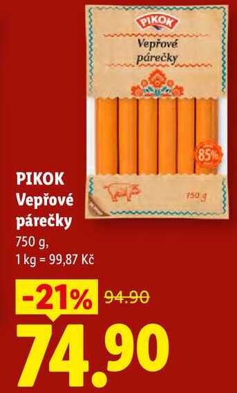 PIKOK Vepřové párečky, 750 g