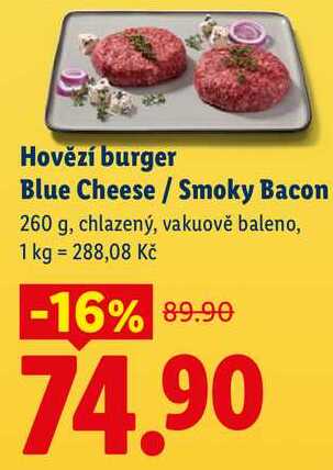Hovězí burger Blue Cheese/Smoky Bacon, 260 g