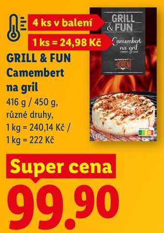 GRILL & FUN Camembert na gril, 416 g/ 450 g