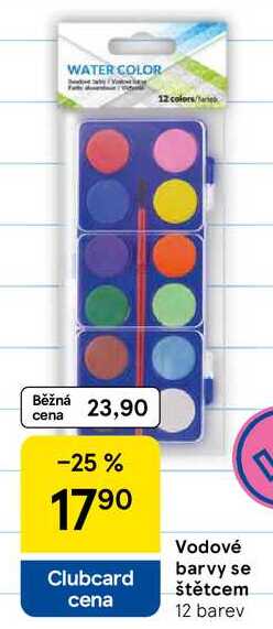 Vodové barvy se štětcem, 12 barev