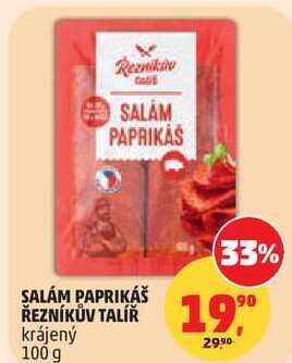 SALÁM PAPRIKÁŠ ŘEZNÍKŮV TALÍŘ krájený, 100 g