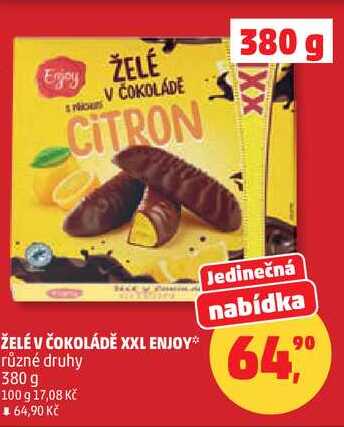 ŽELÉ V ČOKOLÁDĚ XXL ENJOY různé druhy, 380 g 