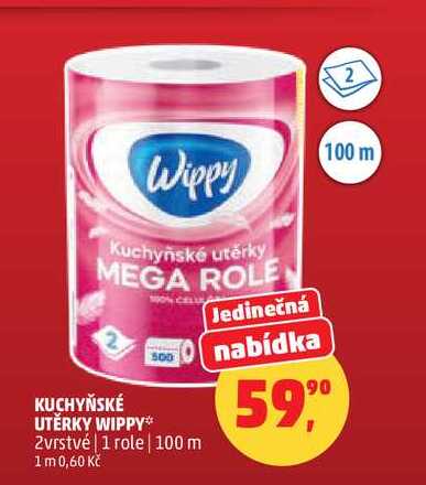 KUCHYŇSKÉ UTĚRKY WIPPY, 2vrstvé, 1 role
