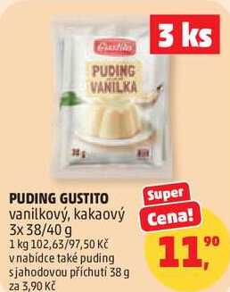 PUDING GUSTITO vanilkový, kakaový, 3x 38/40 g 