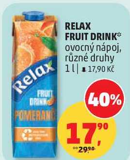 RELAX FRUIT DRINK ovocný nápoj, různé druhy, 1 l