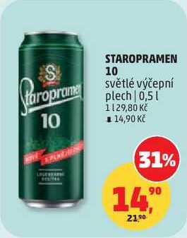 STAROPRAMEN 10 světlé výčepní plech, 0,5 l