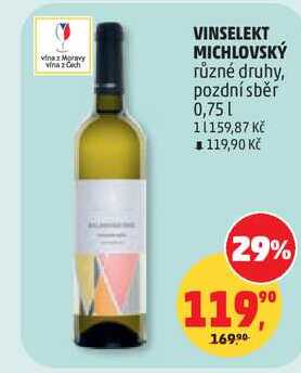 VINSELEKT MICHLOVSKÝ různé druhy, 0,75 l