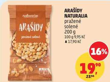 ARAŠÍDY NATURALIA pražené solené, 200 g