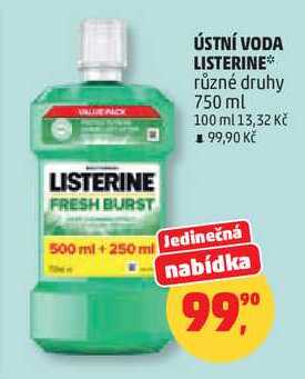 LISTERINE různé druhy, 750 ml