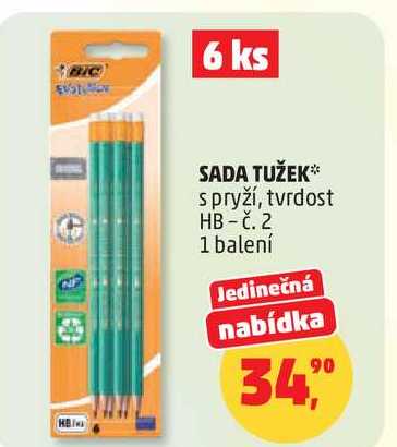 SADA TUŽEK s pryží, tvrdost HB - Č. 2, 1 balení