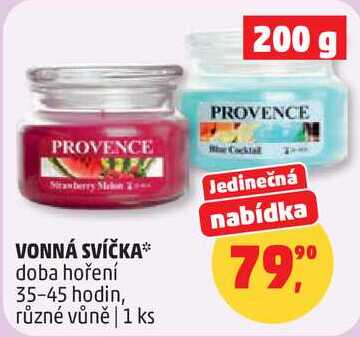 VONNÁ SVÍČKA doba hoření 35-45 hodin, různé vůně, 1 ks