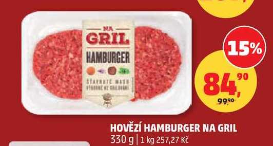 HOVĚZÍ HAMBURGER NA GRIL, 330 g