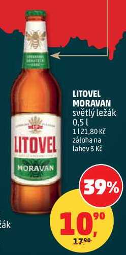 LITOVEL MORAVAN světlý ležák, 0,5 l