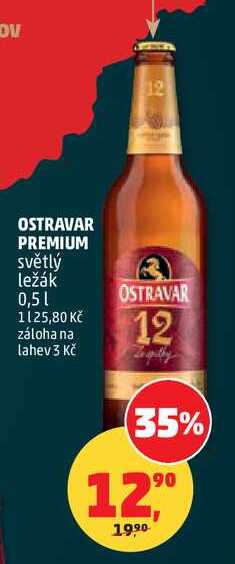 OSTRAVAR PREMIUM světlý ležák, 0,5 l