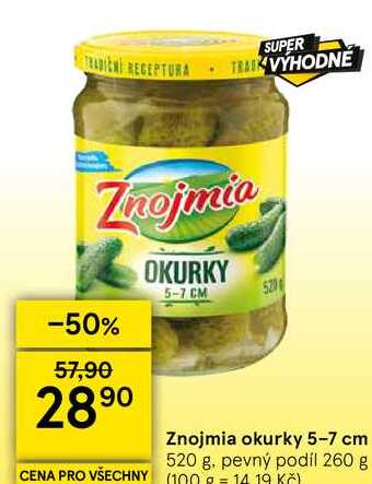 Znojmia okurky 5-7 cm, 520 g