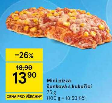 Mini pizza šunková s kukuřicí, 75 g