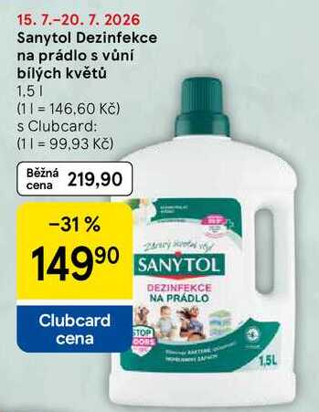 Sanytol Dezinfekce na prádlo s vůní bílých květů, 1.5 l