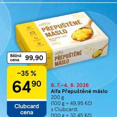 Alfa Přepuštěné máslo, 200 g