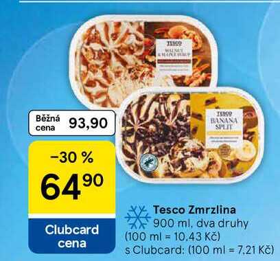 Tesco Zmrzlina, 900 ml, dva druhy 