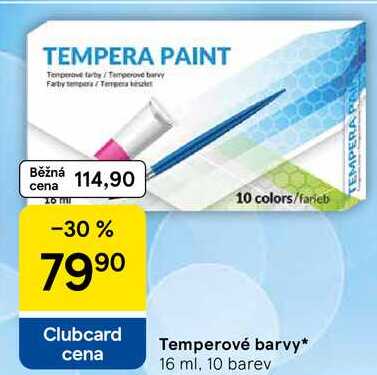 Temperové barvy, 16 ml, 10 barev  