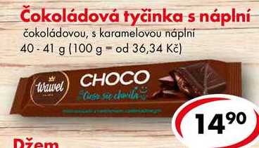 Čokoládová tyčinka s náplní, 40-41 g