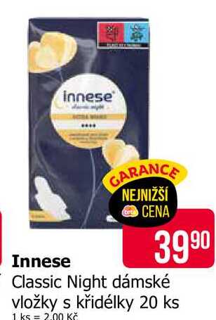 Innese Classic Night dámské vložky s křidélky 20 ks