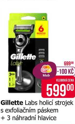 Gillette Labs holicí strojek s exfoliačním páskem + 3 náhradní hlavice